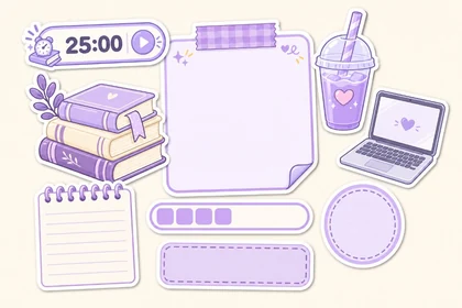Lavender Study collection, with all its Study Icons gathered together